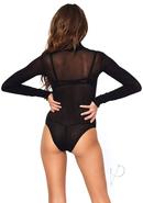 Leg Avenue Opaque High Neck Long Sleeved Bodysuit With Snap...