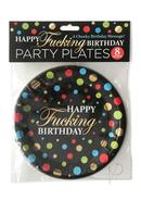 Happy F`n Birthday Plates (8 Per Pack) - Black/gold